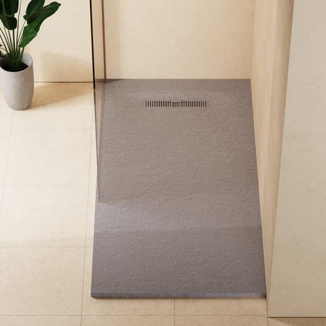 Crosswater Rectangle Shower Tray Light Grey / 900 x 1700 Crosswater Vito Textured Rectangle Shower Tray with Waste