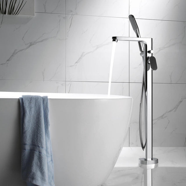 Flora Bath Mixer Chrome Flova Smart Floor Standing Bath Shower Mixer with Shower Set