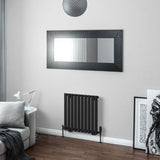 Eastbrook Panel Radiator 600 x 589mm Eastbrook Tunstall Straight Horizontal Designer Radiator in Matt Black