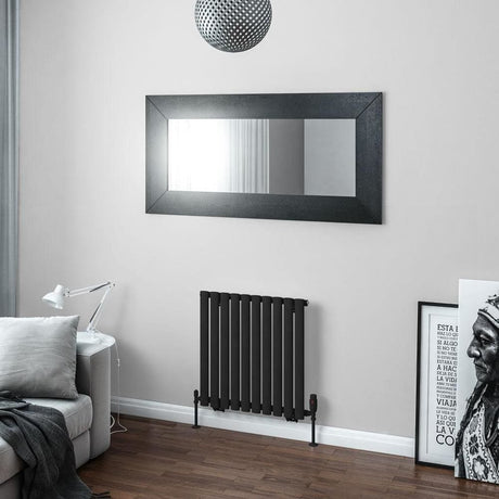 Eastbrook Panel Radiator 600 x 589mm Eastbrook Tunstall Straight Horizontal Designer Radiator in Matt Black