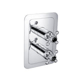 JTP Concealed Shower Valve Chrome with Black Indices JTP Grosvenor Cross 2 Outlet, 2 Handle, Thermostatic Vertical Concealed Thermostatic Shower Valve