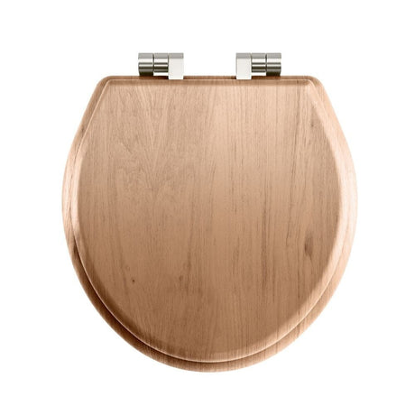 Imperial Toilet Seat Polished Nickel Imperial Windsor Solid Wood Toilet Seat in Natural Oak with Soft Close Hinges