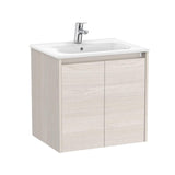 Roca Wall Mounted Vanity Unit Nordic Ash Roca Tenet 600mm Wall Mounted Two Door Vanity Unit with Basin