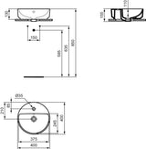 Ideal Standard i.life O Round 400mm 1 Tap Hole Countertop Basin in White Gloss