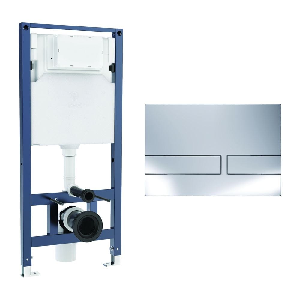 Crosswater Wall Hung WC Frame Venue Plate in Chrome Crosswater 1.12m Dual Flush WC Support Frame Set with Flush Plate