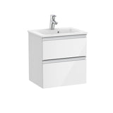 Roca Wall Mounted Vanity Unit Gloss White Roca The Gap Compact Wall Mounted 500mm Two Drawer Vanity Unit with Basin