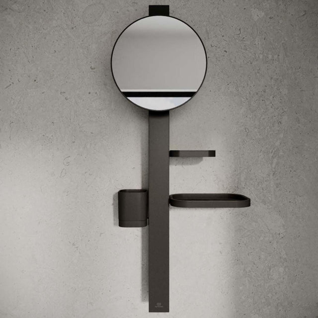 Ideal Standard Cosmetic and Shaving Mirror Silk Black Ideal Standard ALU+ Small Beauty Bar with Mirror