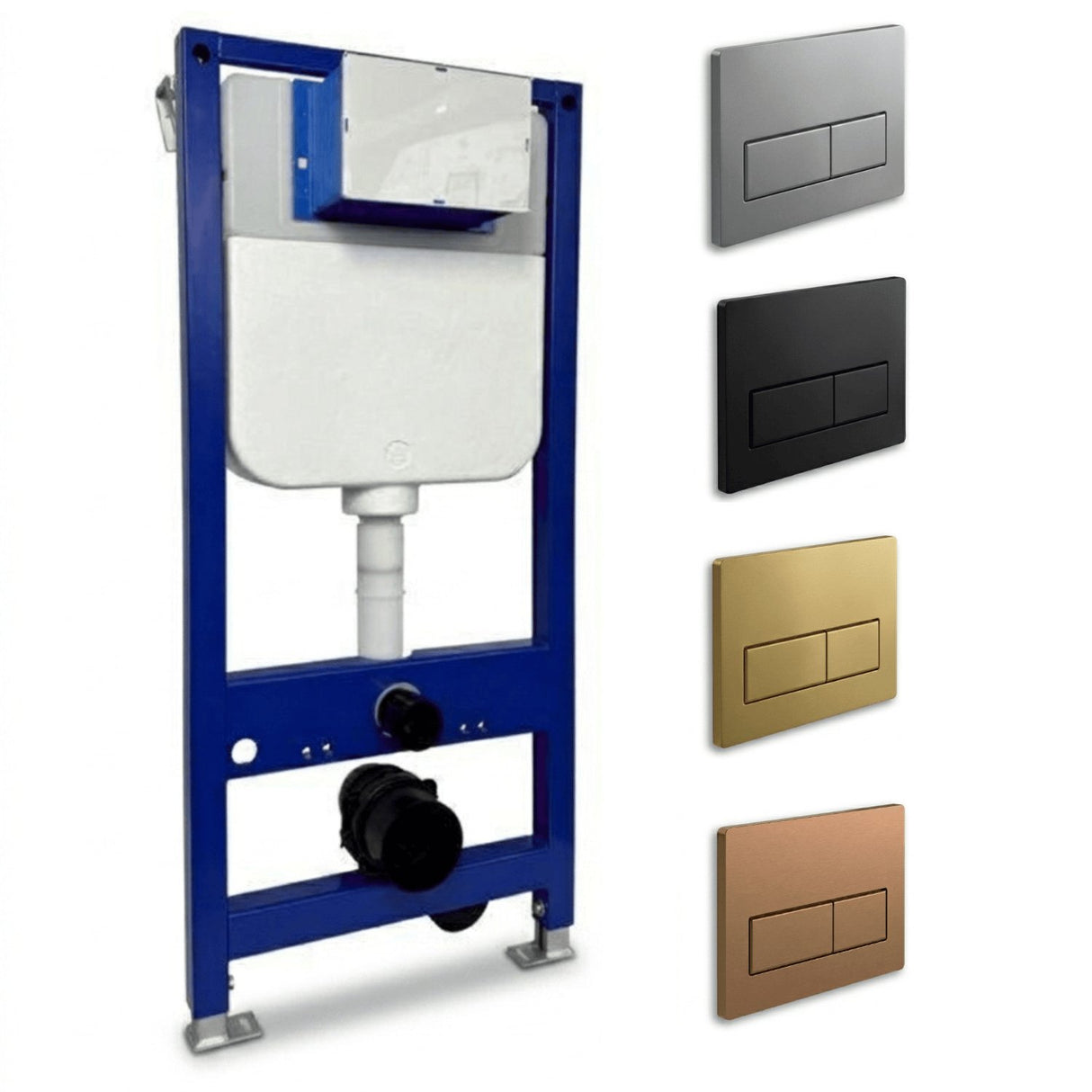 Aquarius Bathrooms Wall Hung WC Frame Brushed Brass / Square Buttons Aquarius Urbano 1080mm Frame and Cistern with Flush Plate