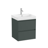 Roca Wall Mounted Vanity Unit Matt Green Roca Ona 550mm Wall Mounted Two Drawer Vanity Unit with Basin