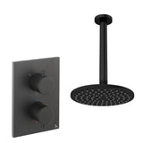 UK Bathroom Store Concealed Shower Set Matt Black / Ceiling Arm / 200mm Crosswater Crossbox Shower Set 1 - 1 Outlet with Fixed Overhead Shower