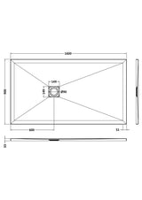 UK Bathroom Store Rectangle Shower Tray 1600x900mm Aquarius Urbano Slimline 33mm Slate Effect Rectangular Stone Resin Shower Tray in White Slate