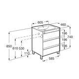 Roca Floor Standing Vanity Unit Roca Tenet 600mm Floor Standing Three Drawer Vanity Unit with Basin
