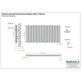 Eastbrook Panel Radiator Eastbrook Charlton Horizontal Aluminium Designer Radiator in Matt Black
