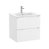 Roca Wall Mounted Vanity Unit Matt White Roca Aleyda 600mm Wall Mounted Two Drawer Vanity Unit with Basin