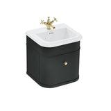 Burlington Wall Mounted Vanity Unit Matt Black / Ceramic Basin - 3 Tap Hole / Gold Burlington Chalfont 550mm Wall Mounted Single Drawer Vanity Unit with Basin