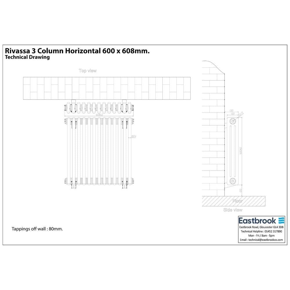 Eastbrook Eastbrook Rivassa Traditional 3 Column Radiator in Matt Anthracite