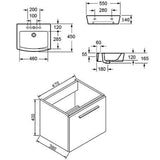 Imex Wall Mounted Vanity Unit Imex Bloque 470mm One Drawer Wall Mounted Vanity Unit and Basin in Wenge Brown