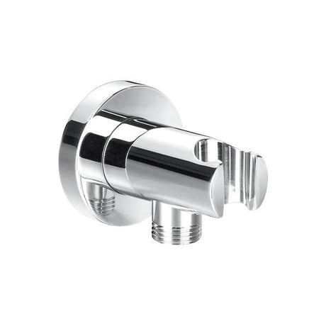 Flova Shower Brackets and Outlets Chrome Flova Levo Round Wall Outlet Elbow with Handset Holder