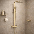 Aquarius Bathrooms Exposed Shower Set Brushed Brass Aquarius RainLux Cool Touch Adjustable Square Exposed Shower Valve and Kit