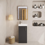 Aquarius Bathrooms Cloakroom Vanity Unit Aquarius Byron 400mm Floor Standing 1 Door Cloakroom Vanity Unit with 1 Tap Hole Basin