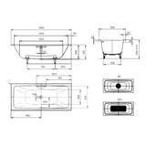 Kaldewei Double Ended Bath 1800mm x 800mm Kaldewei Cayono Duo Double Ended Steel Bath with Leg Set