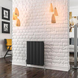 Eastbrook Panel Radiator 600 x 470 / Electric Only Eastbrook Guardia Straight Horizontal Aluminium in Matt Black
