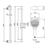 Villeroy & Boch Shower Riser Rail Villeroy & Boch Verve Riser Rail Shower Kit with Three Function Handset