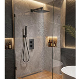 Aquarius Bathrooms Concealed Shower Set Matt Black Aquarius RainLux Square 2 Outlet Shower Bundle