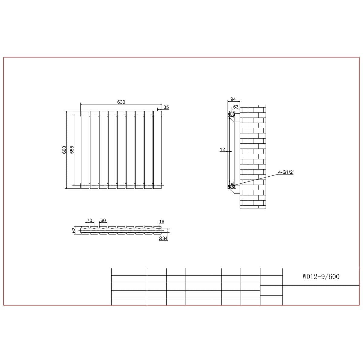 Aquarius Bathrooms Panel Radiator Aquarius Flat Double Horizontal Panel Radiator