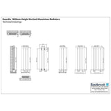 Eastbrook Panel Radiator Eastbrook Guardia Straight Vertical Aluminium Radiator in Matt Black