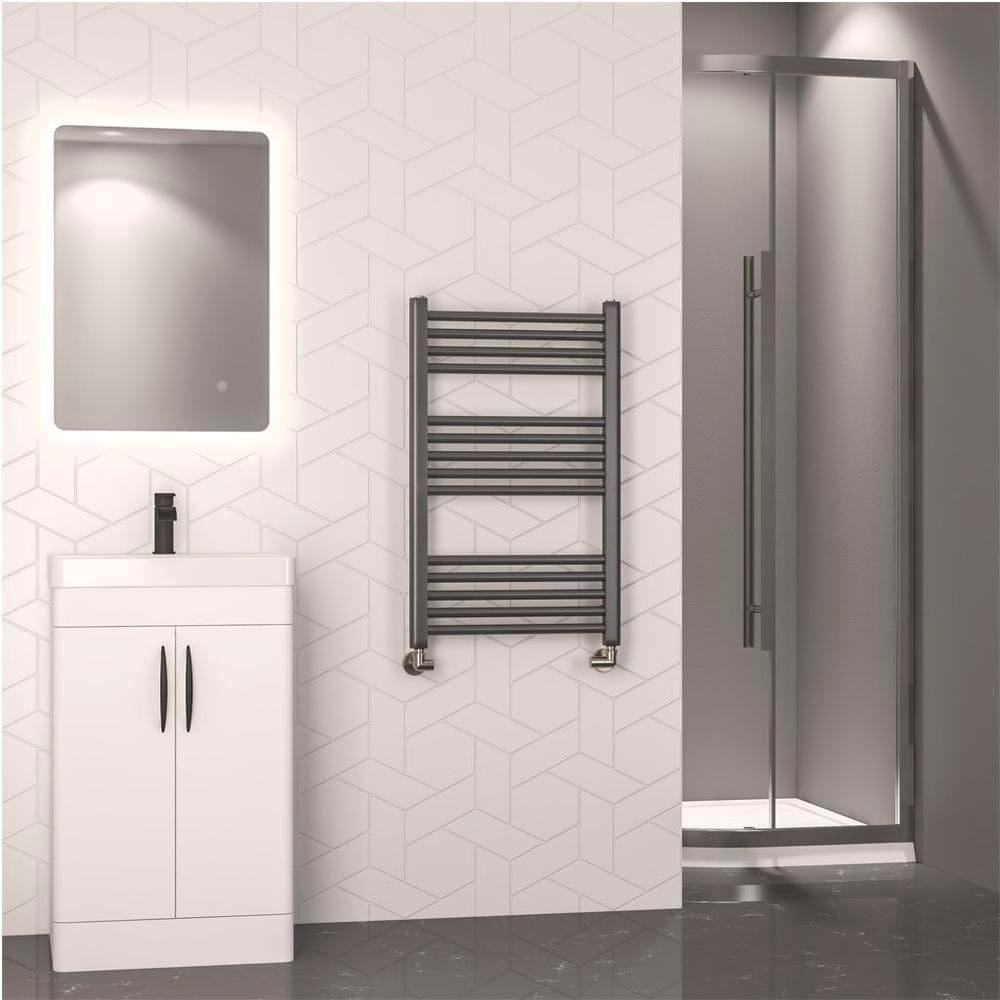 Eastbrook Ladder Rail 800 x 500mm / Electric Only Eastbrook Wendover Straight Heated Towel Rail in Brushed Gunmetal