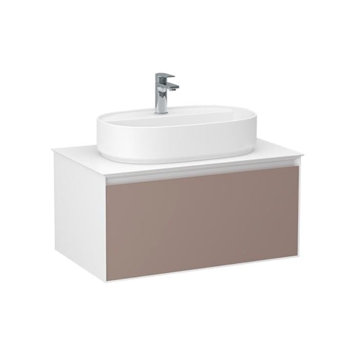 Imex Wall Mounted Vanity Unit Imex Essence Wall Mounted 800mm Single Drawer Vanity Unit with Worktop and  1 Tap Hole Basin