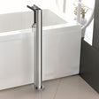 Flova Freestanding Bath Filler Flova Cascade Floor Standing Tall Bath Filler Tap in Diamond Chrome