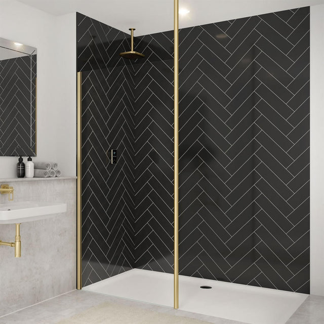 Merlyn Wetroom Accessory Brushed Brass Merlyn Vertical Ceiling Post 3000mm for 8mm Wet Room Panels