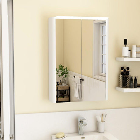Imex Mirrored Cabinet Imex Suburb 500mm Two Door Illuminated Mirror Cabinet with Shaver Socket - 500mm Wide - White Gloss