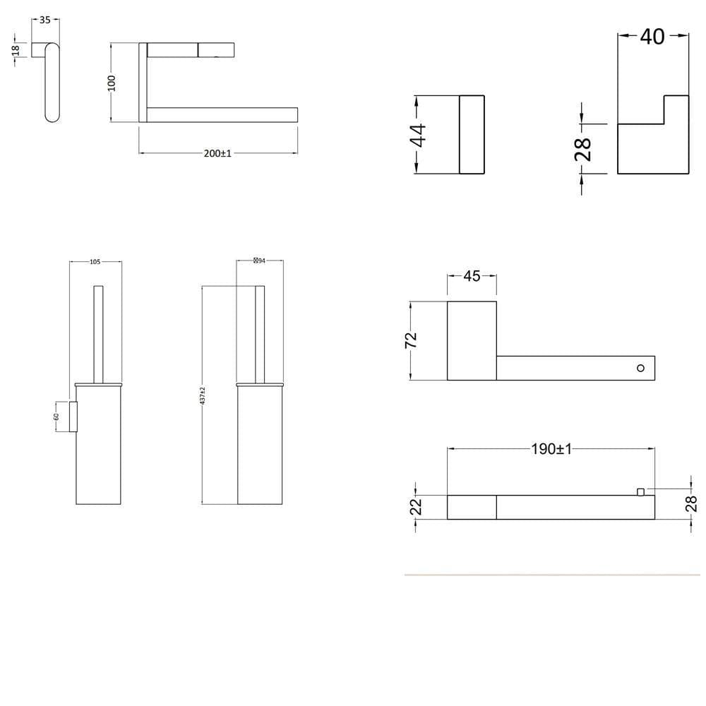 Crosswater Accessory Set Crosswater MPRO Wall Mounted Accessory Set
