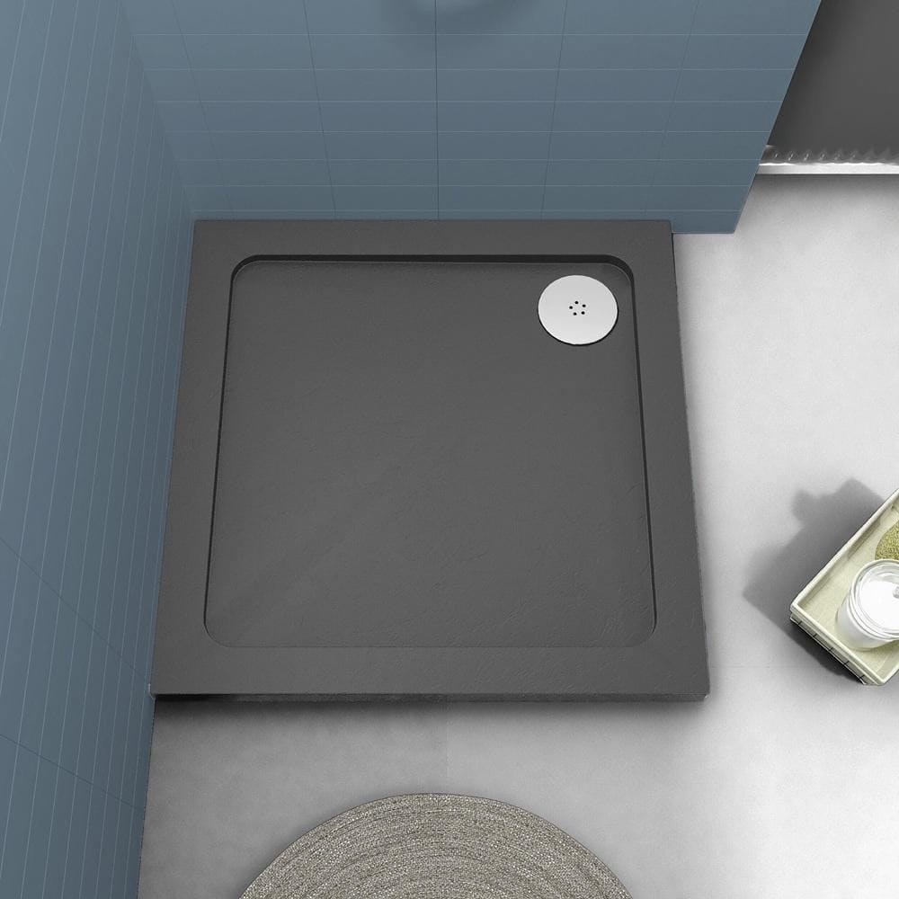 Aquarius Square Shower Tray Aquarius Urbano Square 45mm Stone Resin Shower Tray in Slate Grey