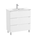 Roca Wall Mounted Vanity Unit Matt White Roca Aleyda Compact 800mm Floor Standing Three Drawer Vanity Unit with Basin