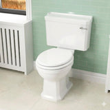 Imex Close Coupled Toilet Imex Wyndham Traditional Open Back Close Coupled Toilet with Soft Close Wooden Seat