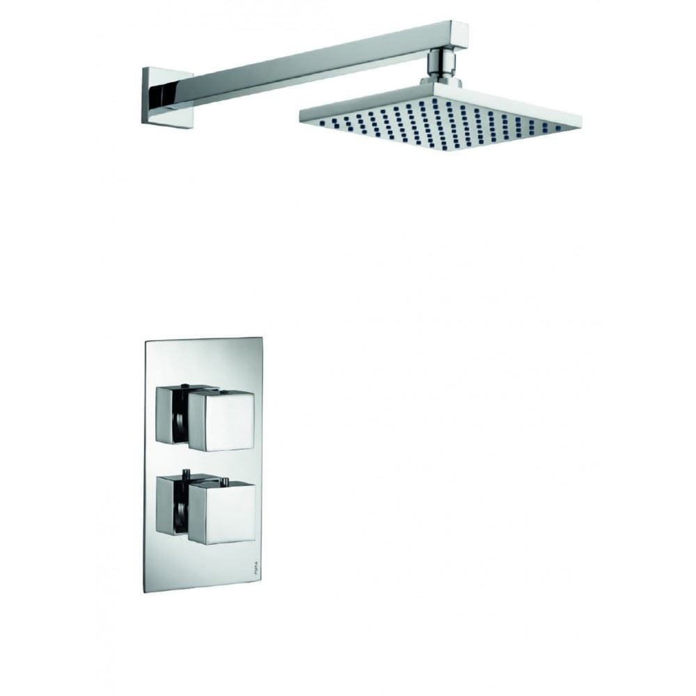 Imex Concealed Shower Set Imex Bloque2 1 Outlet, 2 Handle Concealed Shower Valve with Square 200mm Fixed Head in Chrome