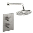 UK Bathroom Store Concealed Shower Set Brushed Nickel / Wall Arm / 300mm Crosswater Crossbox Shower Set 1 - 1 Outlet with Fixed Overhead Shower