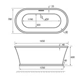 Eastbrook Modern Freestanding Bath Eastbrook Henley Freestanding Bath - 1650 x 780mm in Gloss White