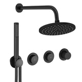 UK Bathroom Store Concealed Shower Set Matt Black / Wall Arm / 200mm Crosswater Module Shower Set 8 - 2 Outlet with Pencil Handset and Overhead Shower