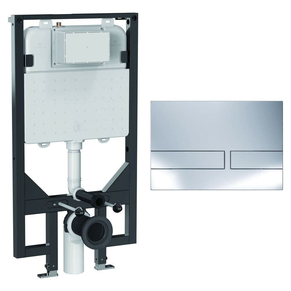 Crosswater Wall Hung WC Frame Venue Plate in Chrome Crosswater 1.14m Ultra Slim Depth Dual Flush WC Support Frame Set with Flush Plate