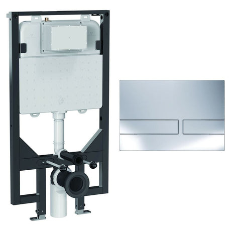 Crosswater Wall Hung WC Frame Venue Plate in Chrome Crosswater 1.14m Ultra Slim Depth Dual Flush WC Support Frame Set with Flush Plate