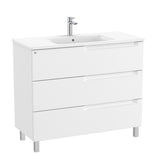 Roca Floor Standing Vanity Unit Matt White / Right Hand Roca Aleyda 1000mm Floor Standing Three Drawer Vanity Unit with Basin