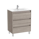 Roca Floor Standing Vanity Unit City Oak Roca Tenet 700mm Floor Standing Three Drawer Vanity Unit with Basin