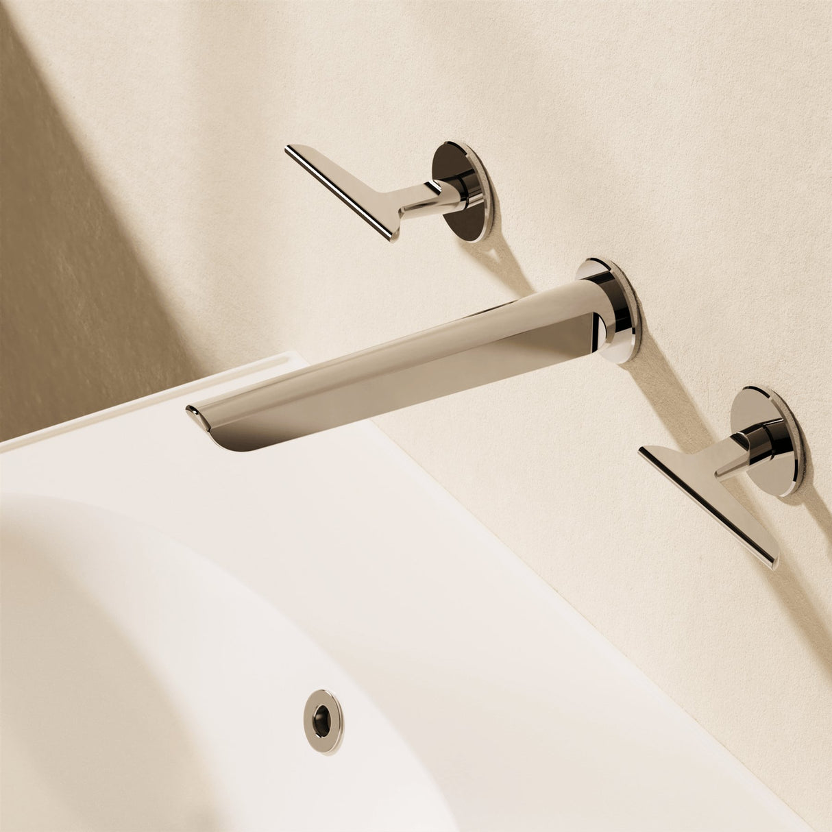 Crosswater Wall Mounted Basin Tap Chrome Crosswater Foile 3 Hole Wall Mounted Basin Mixer Tap