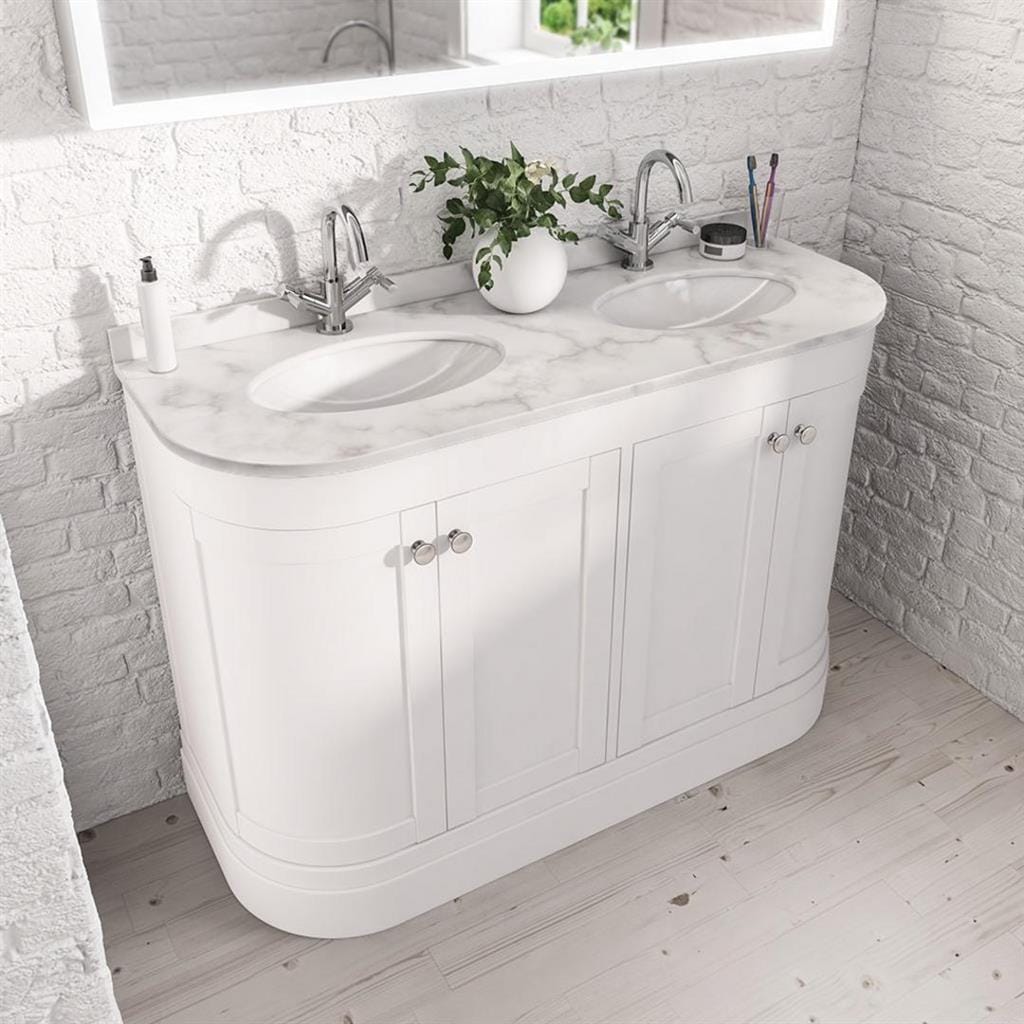 Eastbrook Floor Standing Vanity Unit Matt White / White Polymarble Eastbrook Hardwick Traditional 1200mm Floor Standing Vanity Unit with Double Basin