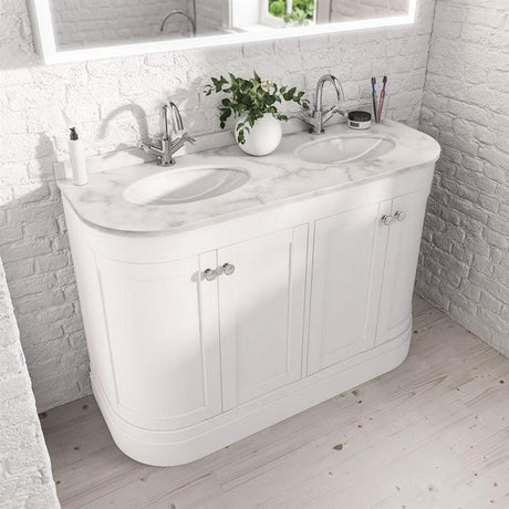 Eastbrook Floor Standing Vanity Unit Matt White / White Polymarble Eastbrook Hardwick Traditional 1200mm Floor Standing Vanity Unit with Double Basin